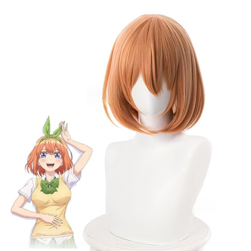 Anime Cosplay Orange Hair - 나카노 요츠바 코스프레 가발, 오렌지색 짧은