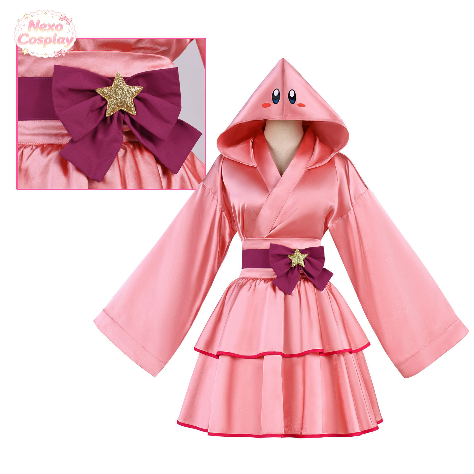 핑크 볼 코스프레 의상 핑크 소녀 후드 기모노 스커트  - Anime Cosplay Kimono 리뷰 및 가격