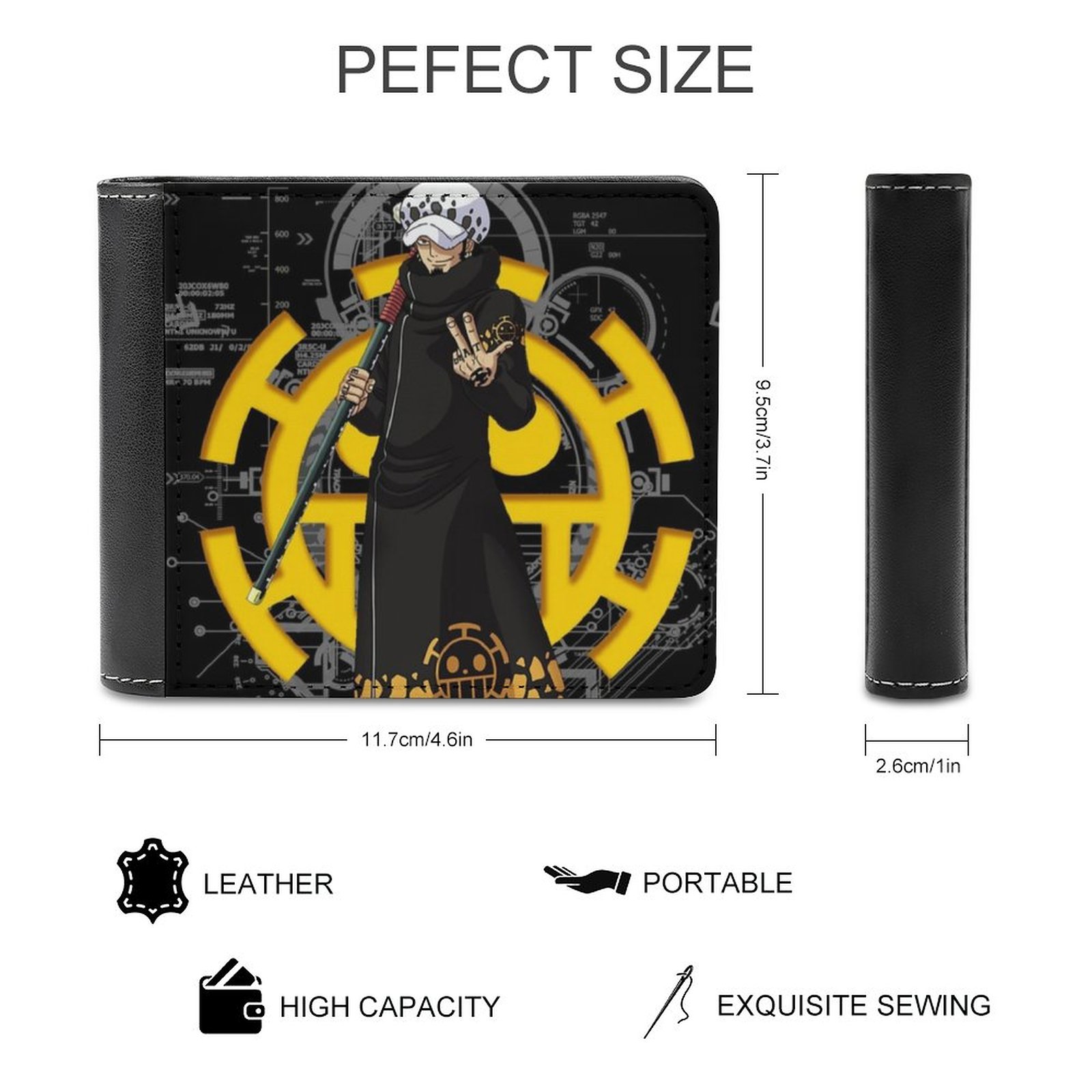 Trafalgar Law 남성용 지갑 Pu 가죽 짧은  - Death Note Replica 리뷰 및 가격