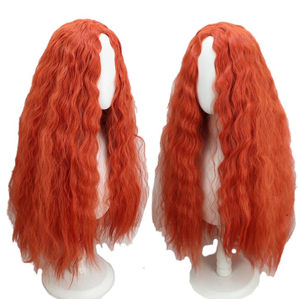 말레니아 코스프레 가발 오렌지 레드 곱슬머리 - Anime Cosplay Orange Hair 리뷰 및 가격
